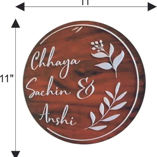 Floral Circle Acrylic Name Plate