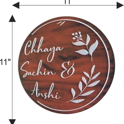 Floral Circle Acrylic Name Plate