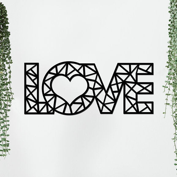 Black Finished Love Text Wall Hanging