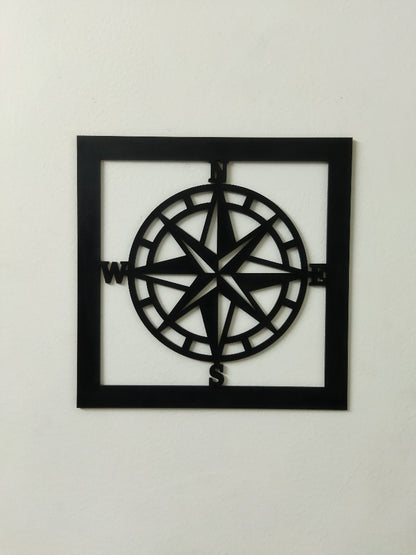 Black Wooden Nautical Compass Wall Décor