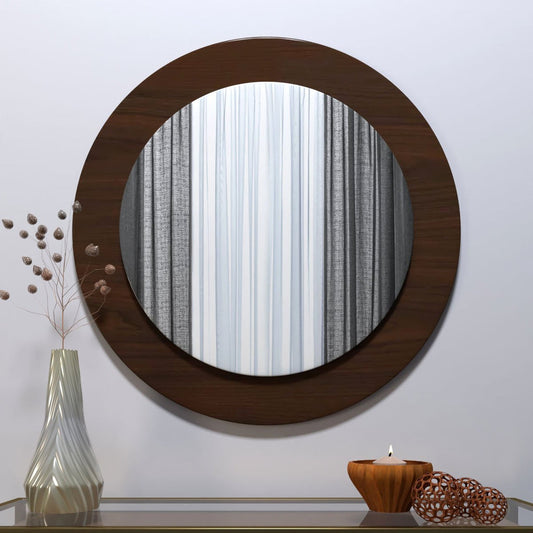 Artistic Decorative Rounded Shape Wooden Wall Mirror