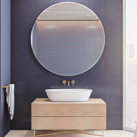 Beautiful Scandinavian Frameless Beveled Rounded Wall Mirror