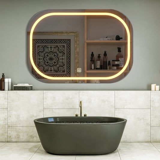 Modern Design LED Curved Rectangle Shaped Bathroom Mirror