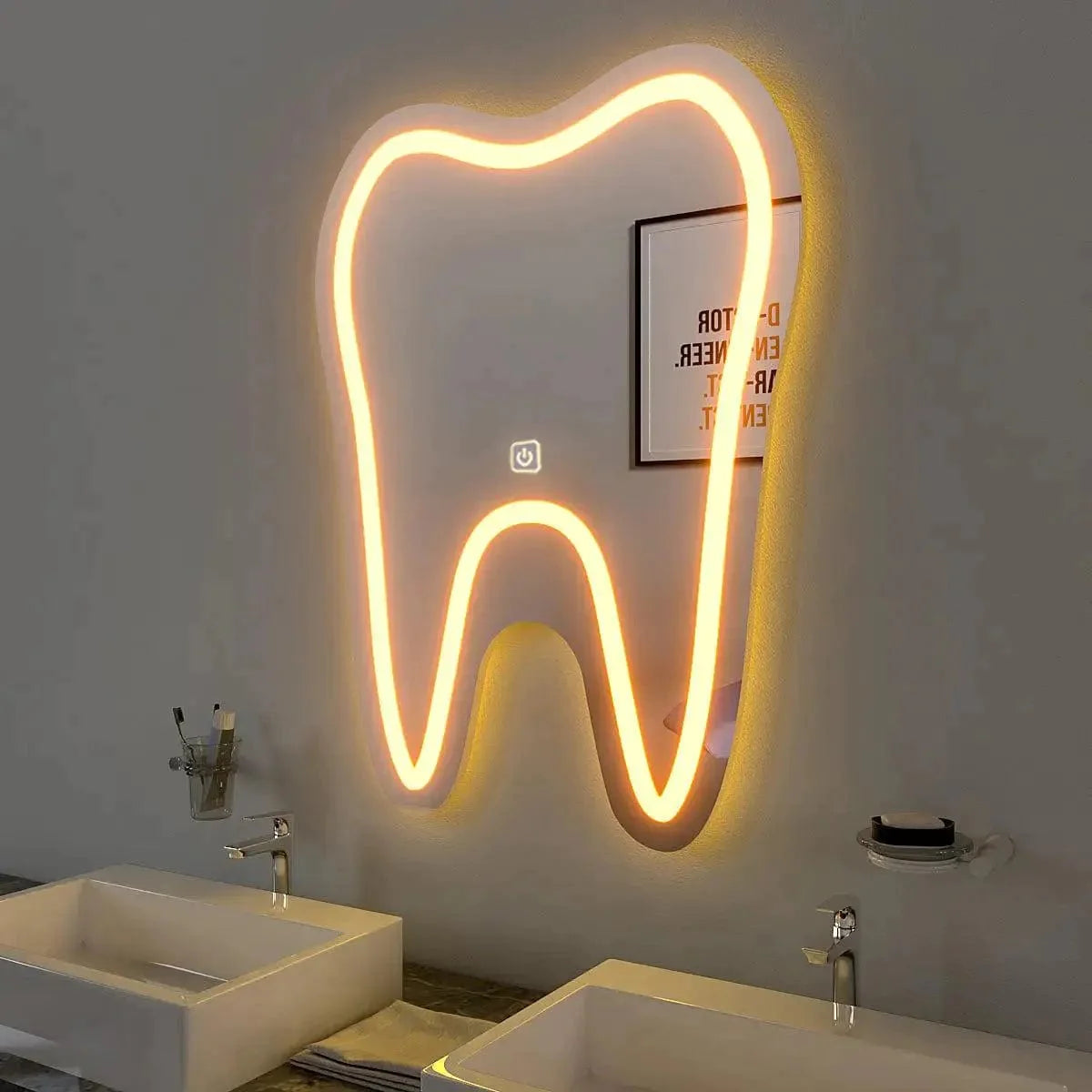 Artistic Tooth Shaped Decorative LED Mirror for Dentist Office